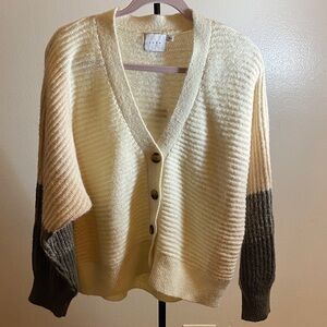 Lush Cream and Gray Cardigan Sweater